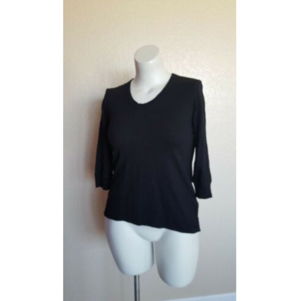 Wilt Asymmetrical High-Low 3/4 Sleeve Tee Top Size XS Black New